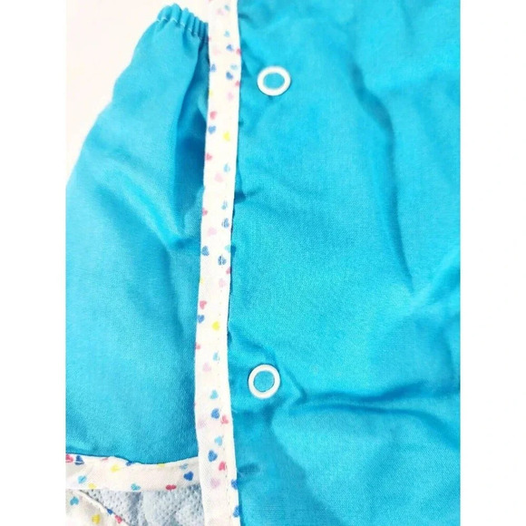 Vtg Polar Infantswear Girl Romper Sun Suite Blue Hearts 0-6 Months Made In USA - Picture 2 of 4
